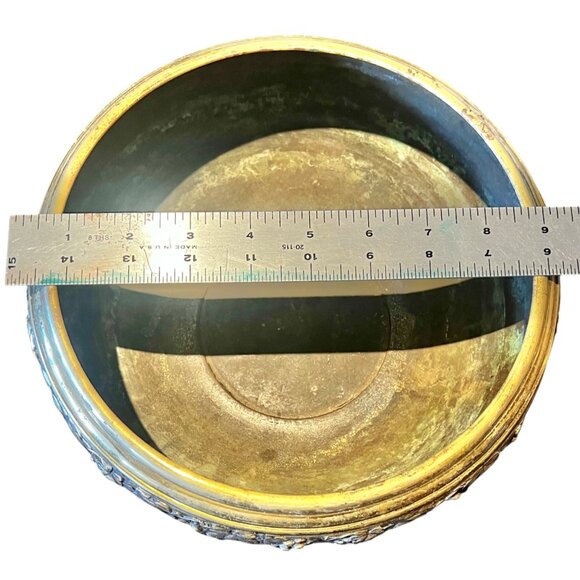 Brass Decorative Bowl With Grape & Leaf Relief Design - Picture 5 of 10